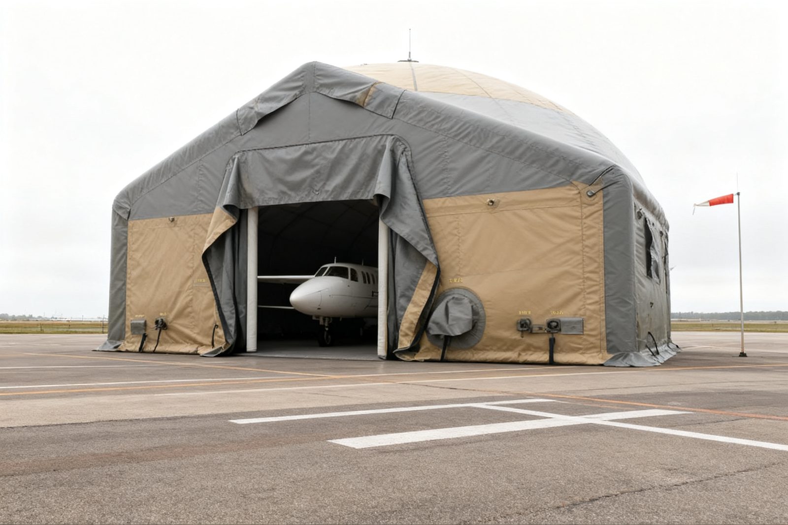 antenna radome deployed on site, in use