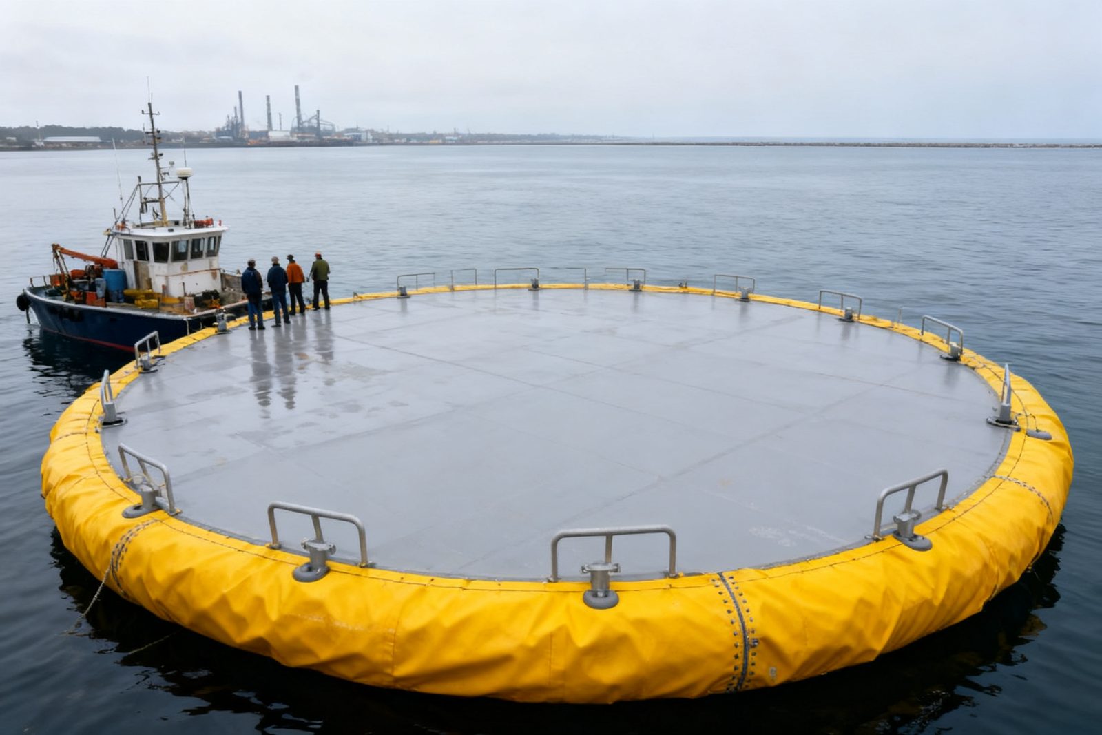 aquaculture platform deployed on site, in use