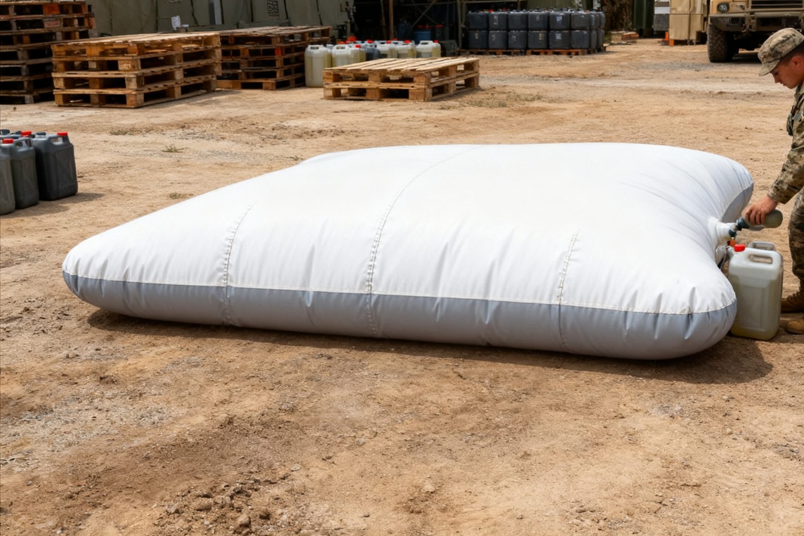 biogas holder deployed on site, in use