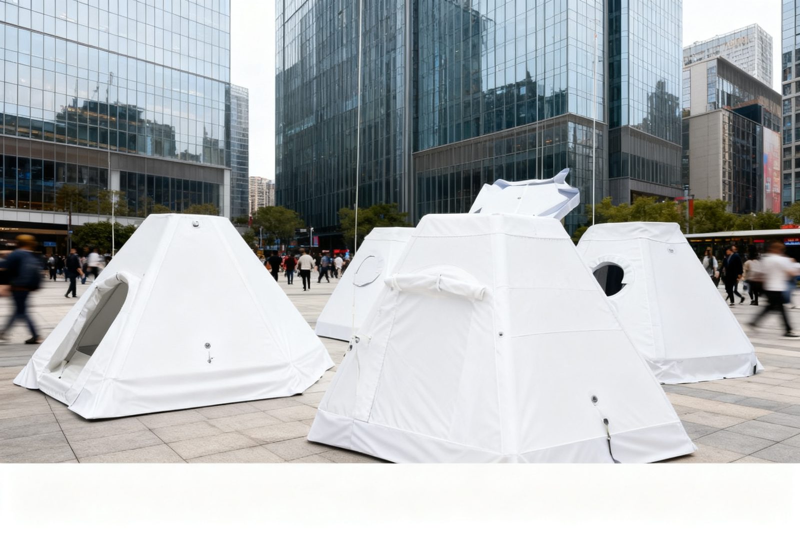 brand booth deployed on site, in use