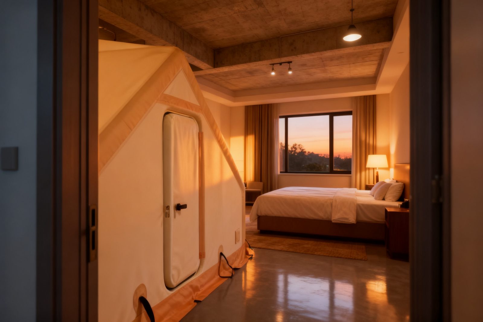 Interior of the dome pod, furnished and in use