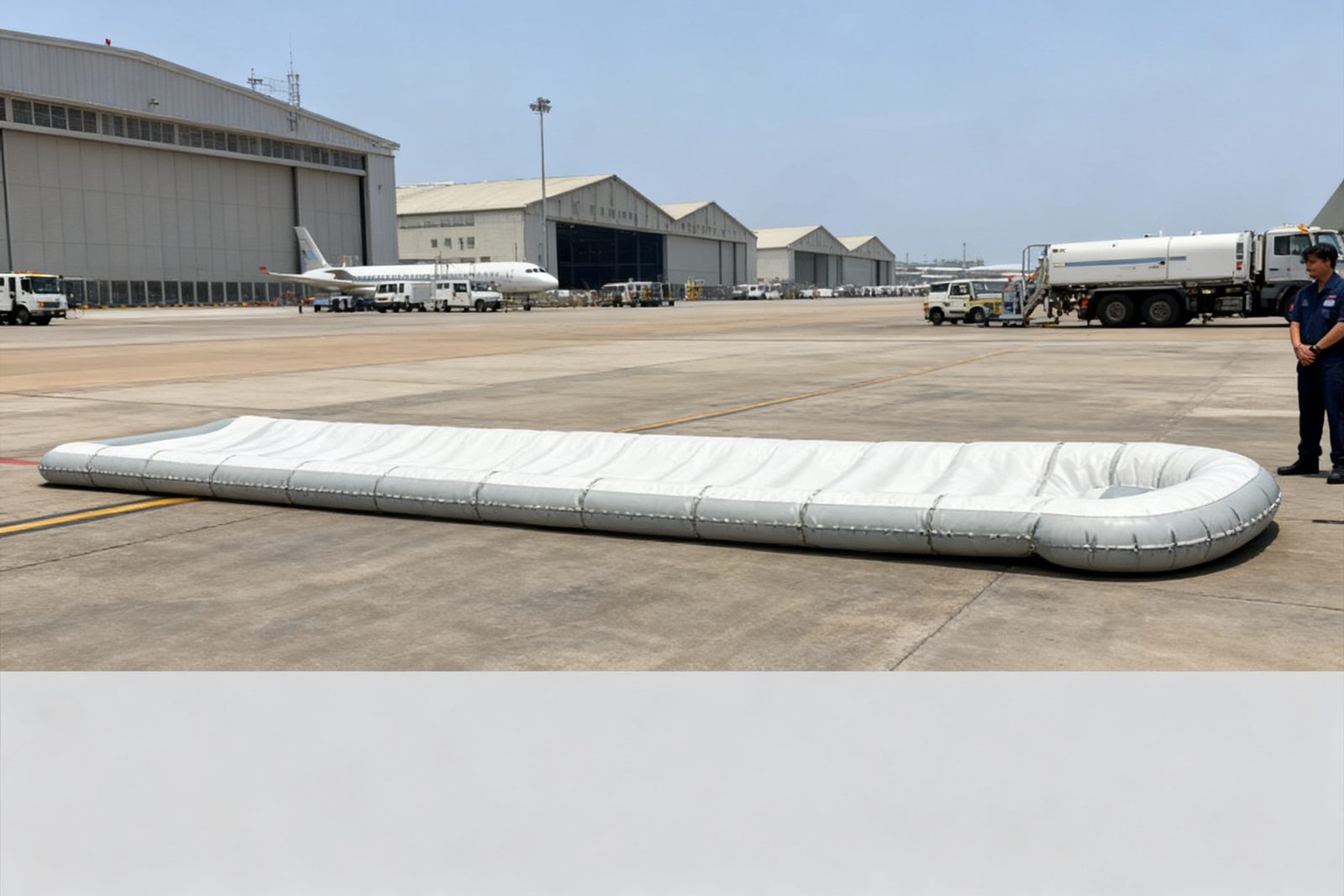 emergency float deployed on site, in use