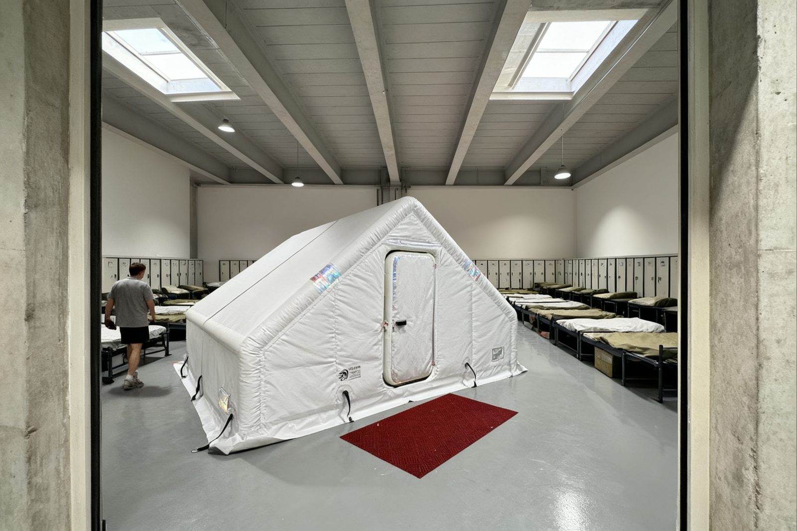 Interior of the emergency refuge, furnished and in use