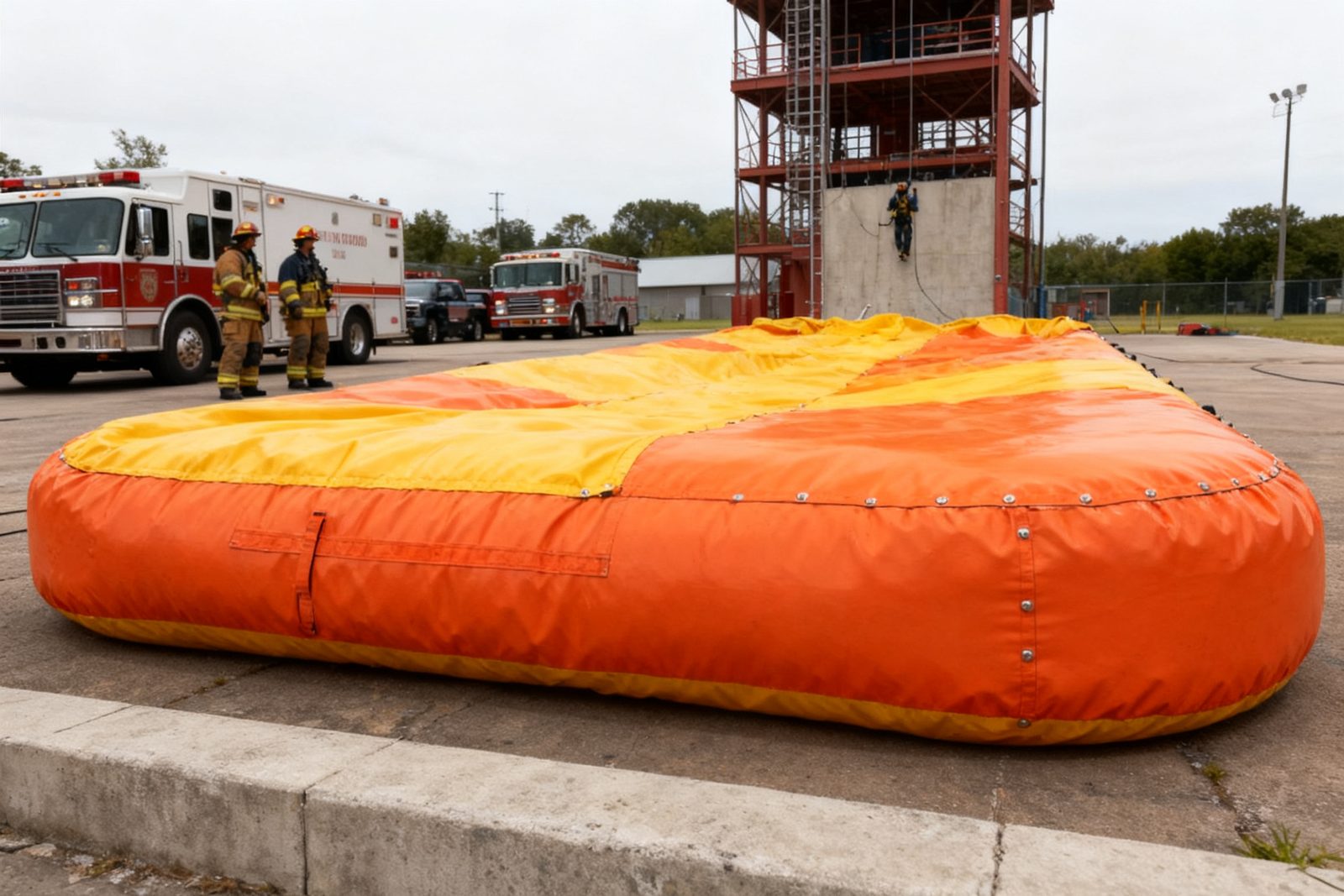 escape chute deployed on site, in use