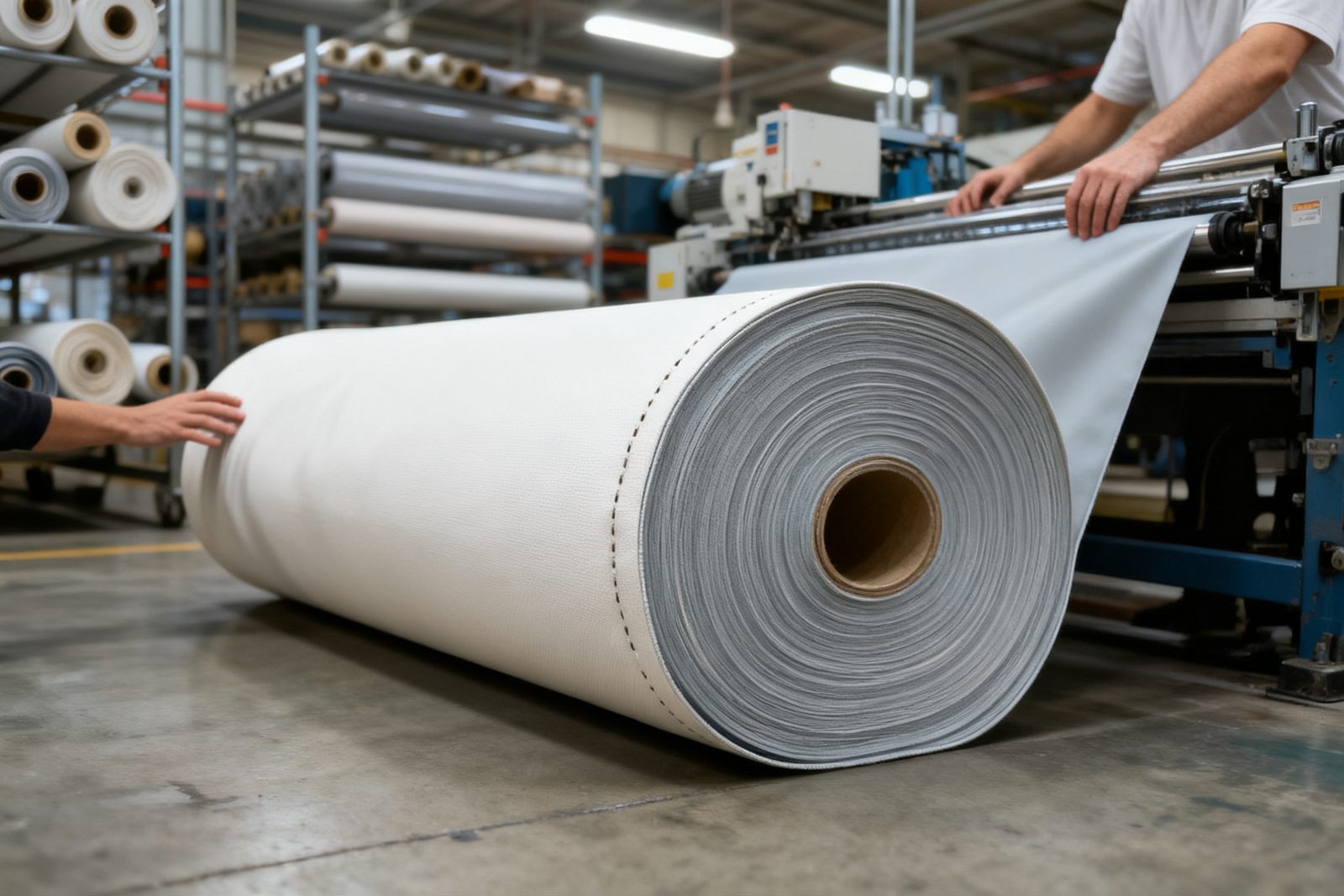 flame-retardant coated fabric deployed on site, in use