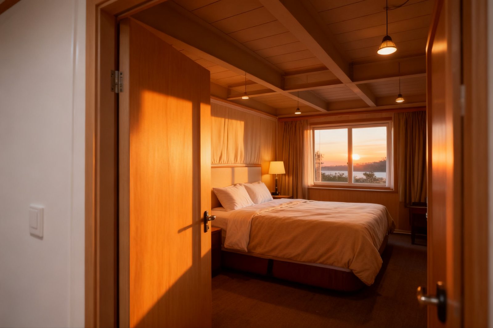 Interior of the floating cabin, furnished and in use