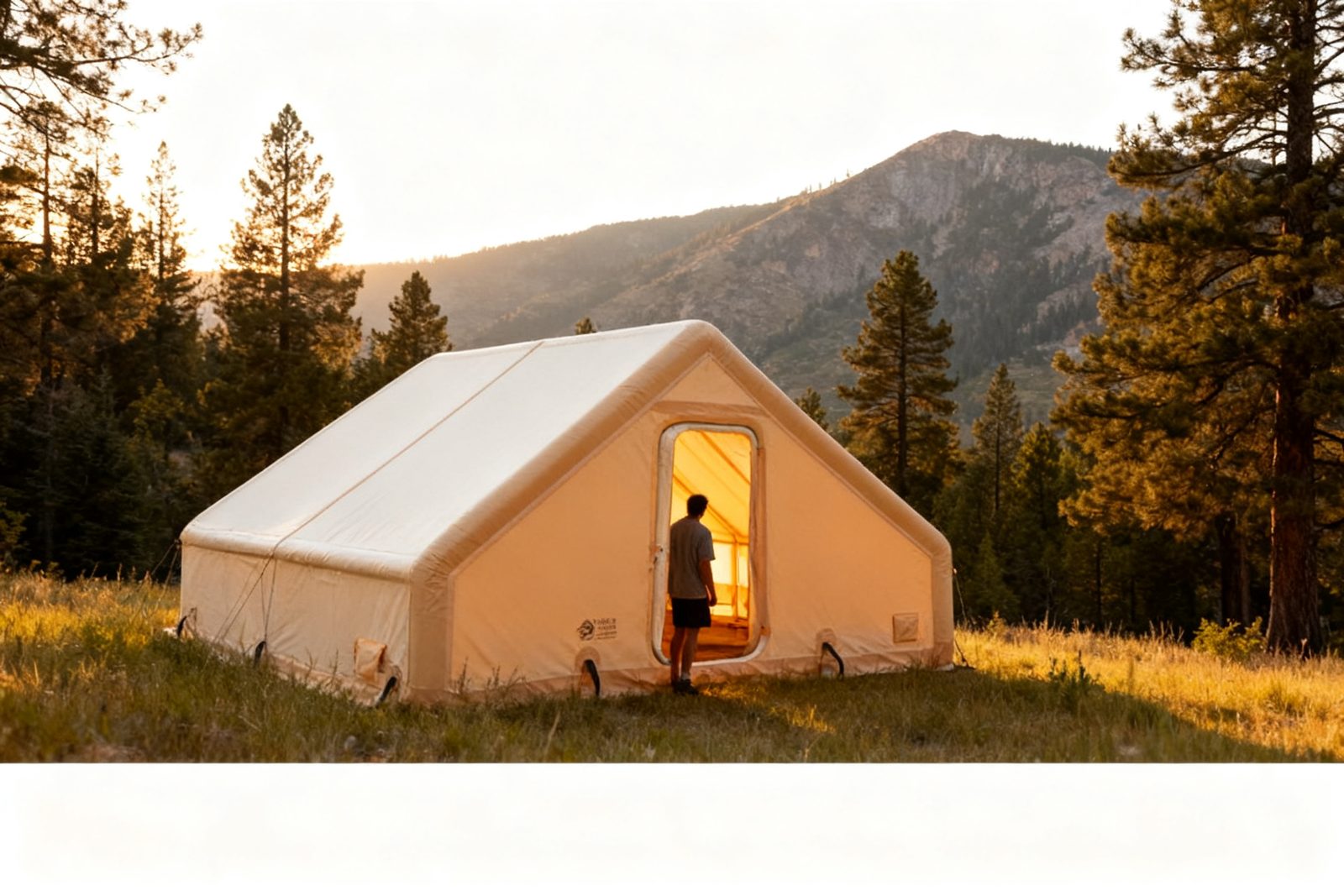 floating cabin deployed on site, in use