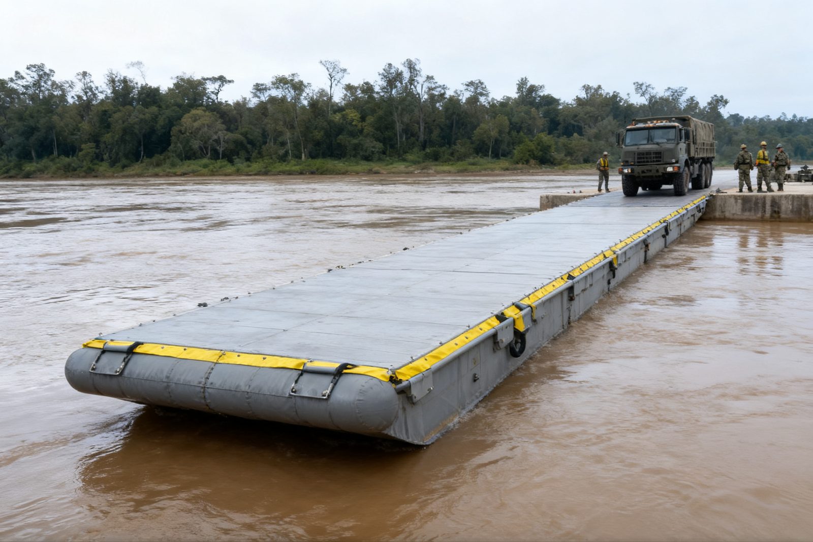 floating dock deployed on site, in use
