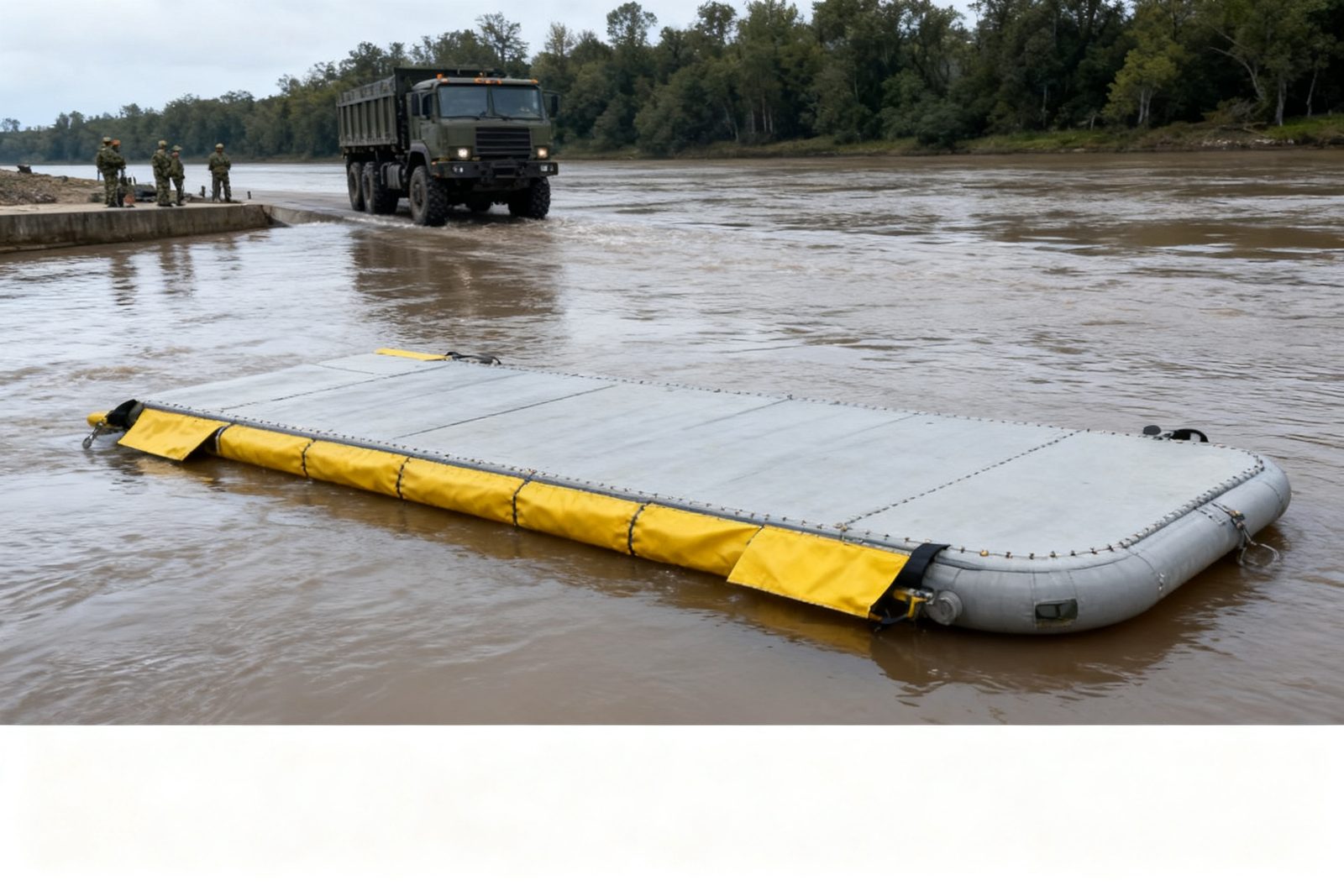floating helipad deployed on site, in use