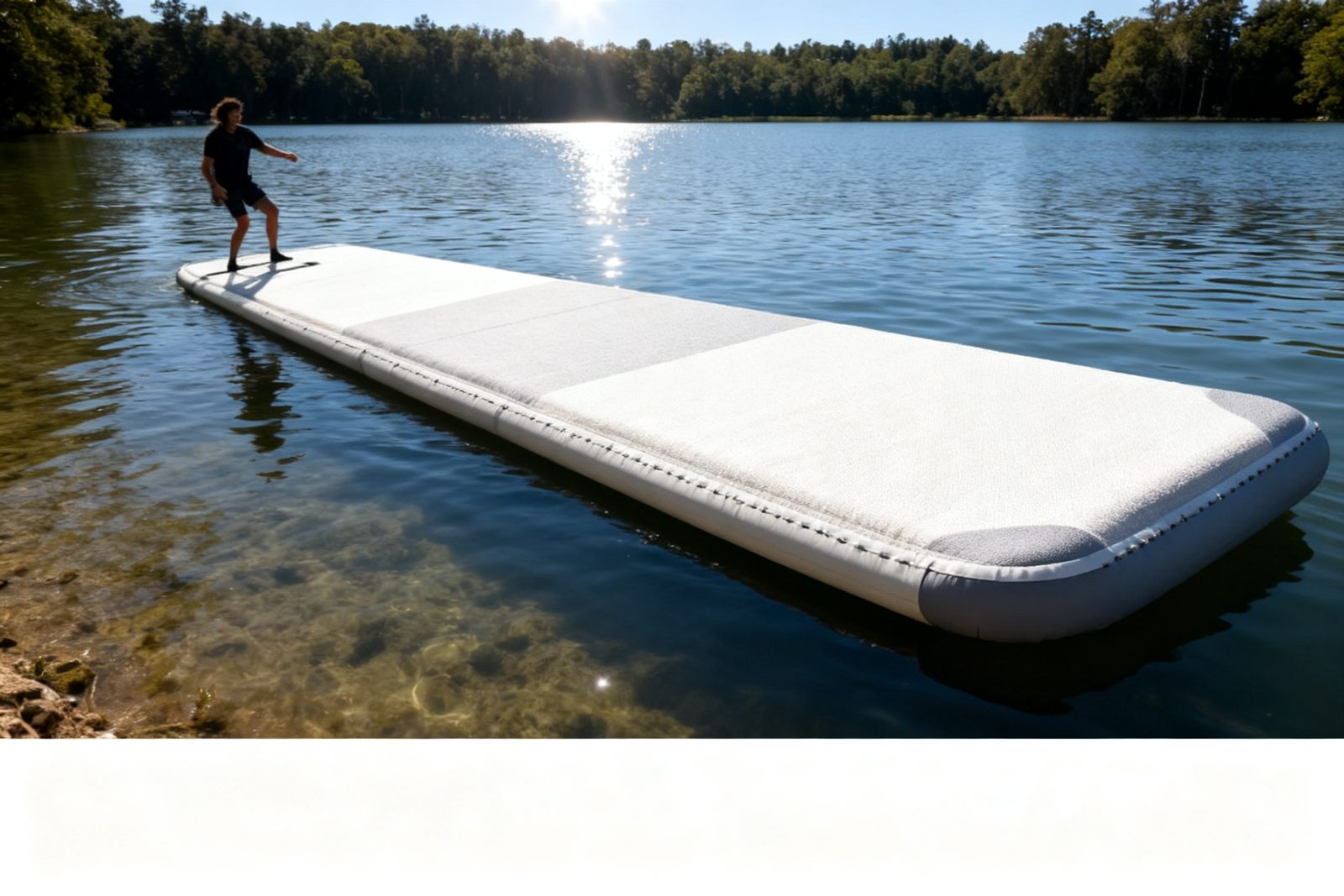 floating mat deployed on site, in use