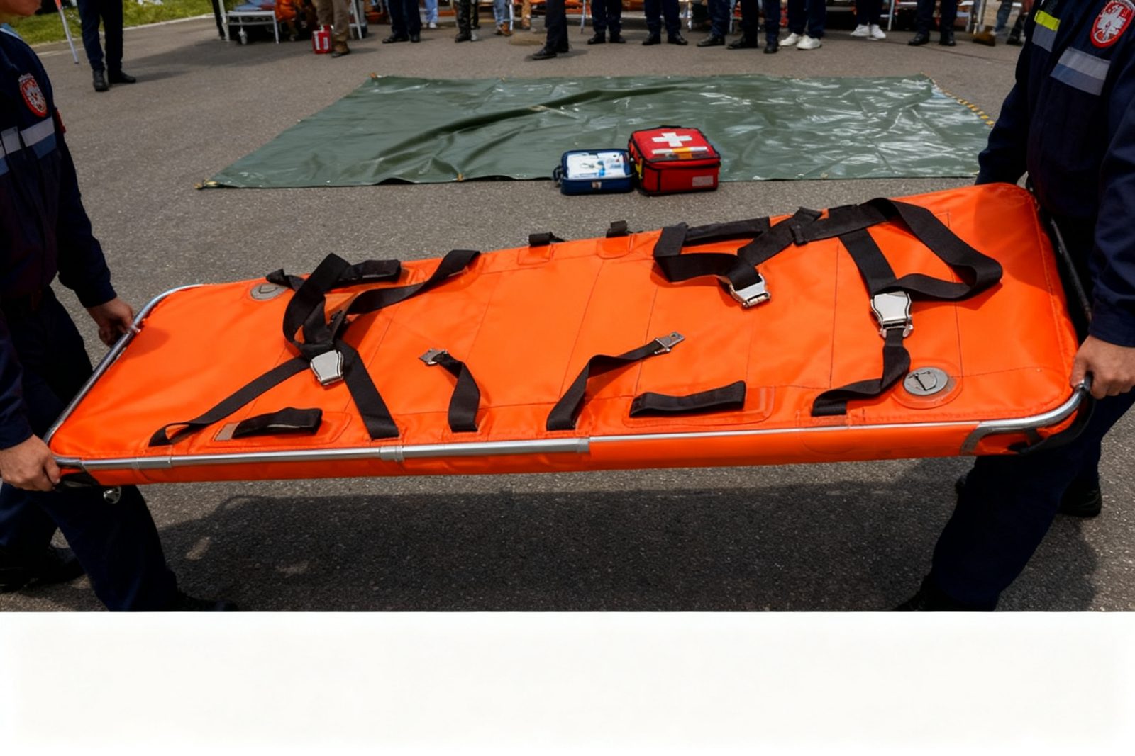 floating stretcher deployed on site, in use