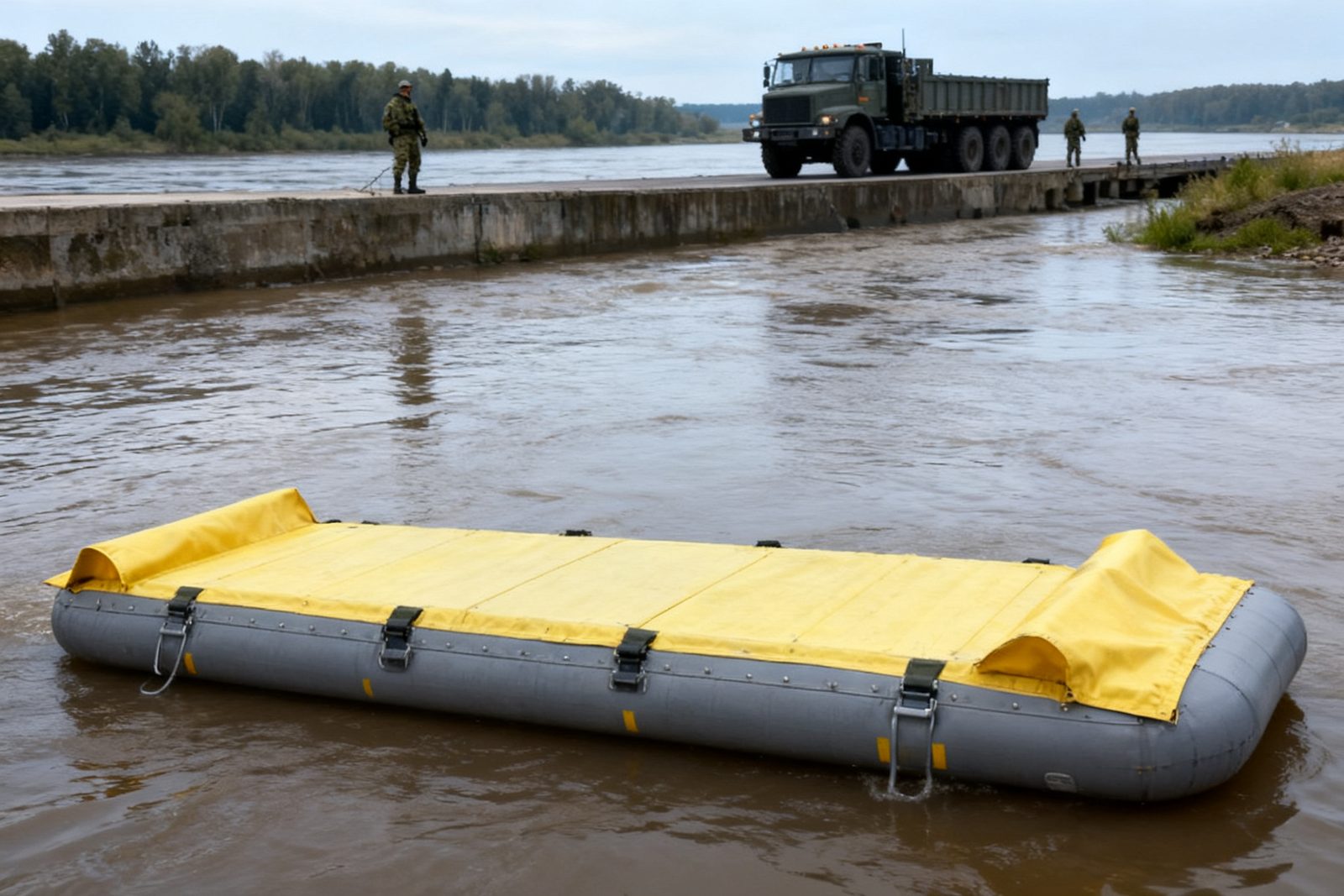 floating walkway deployed on site, in use