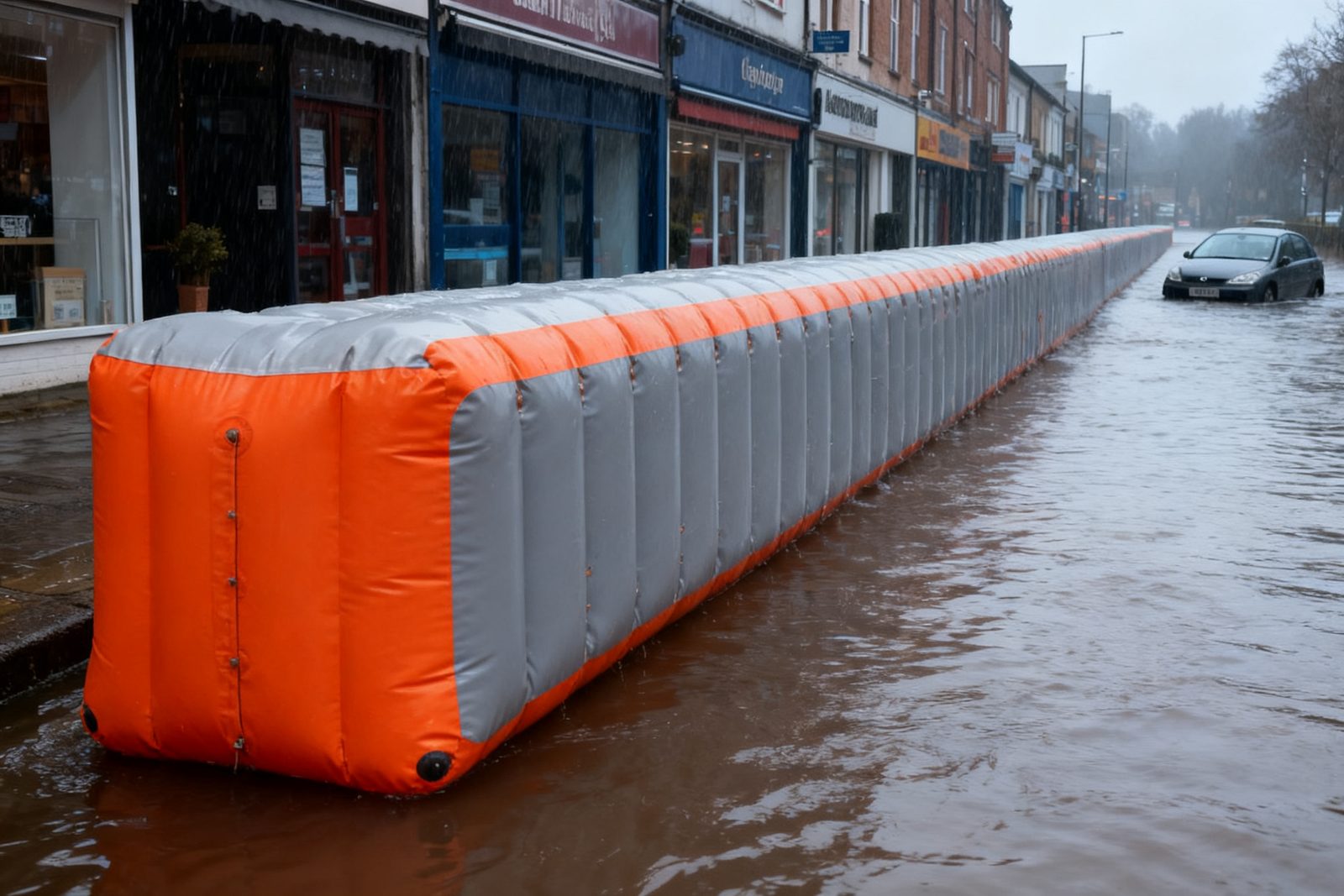 inflatable cofferdam deployed on site, in use