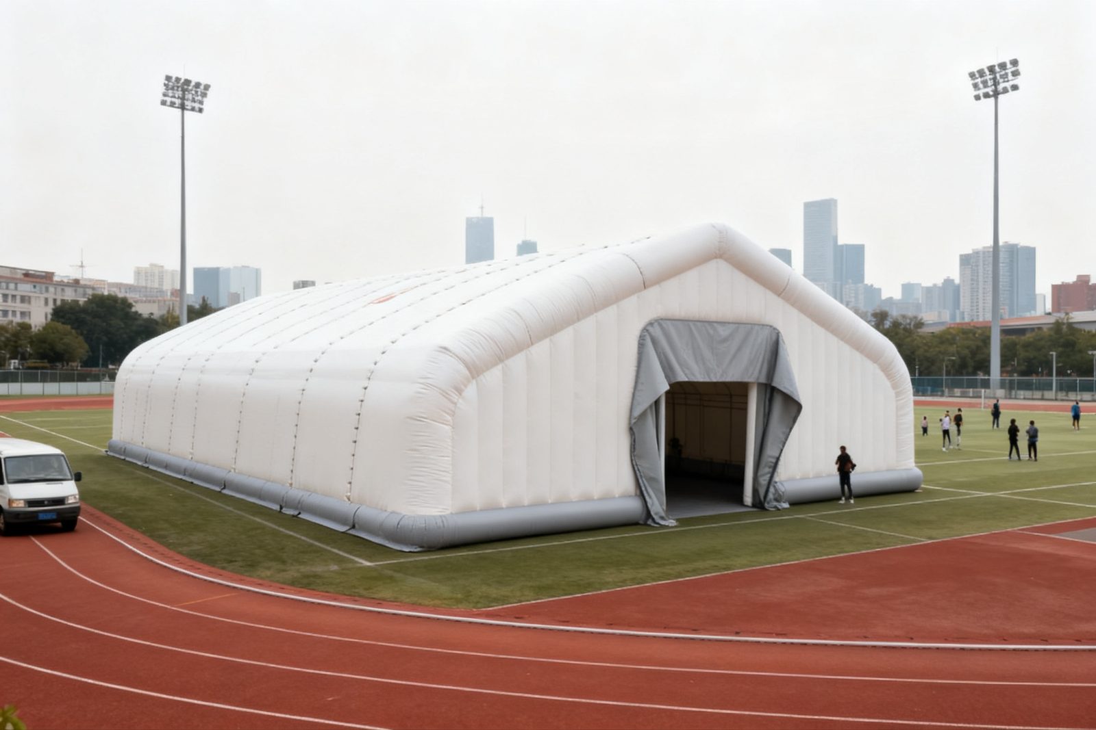 inflatable exhibition hall deployed on site, in use