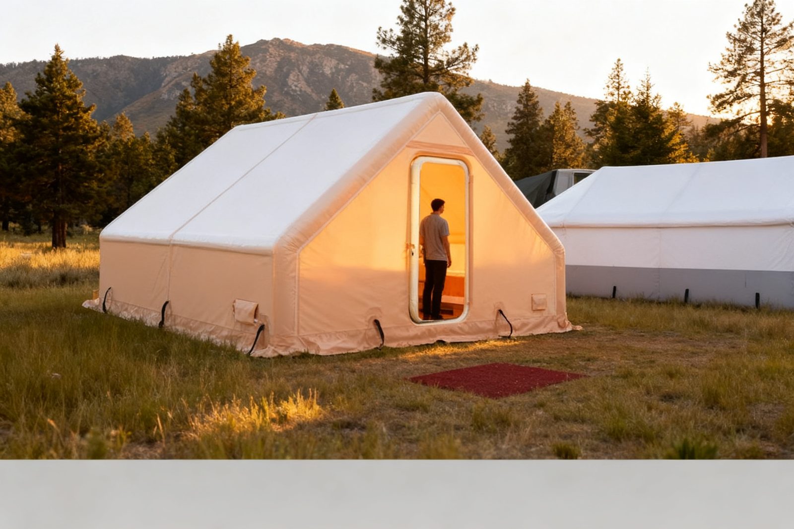 inflatable pod deployed on site, in use