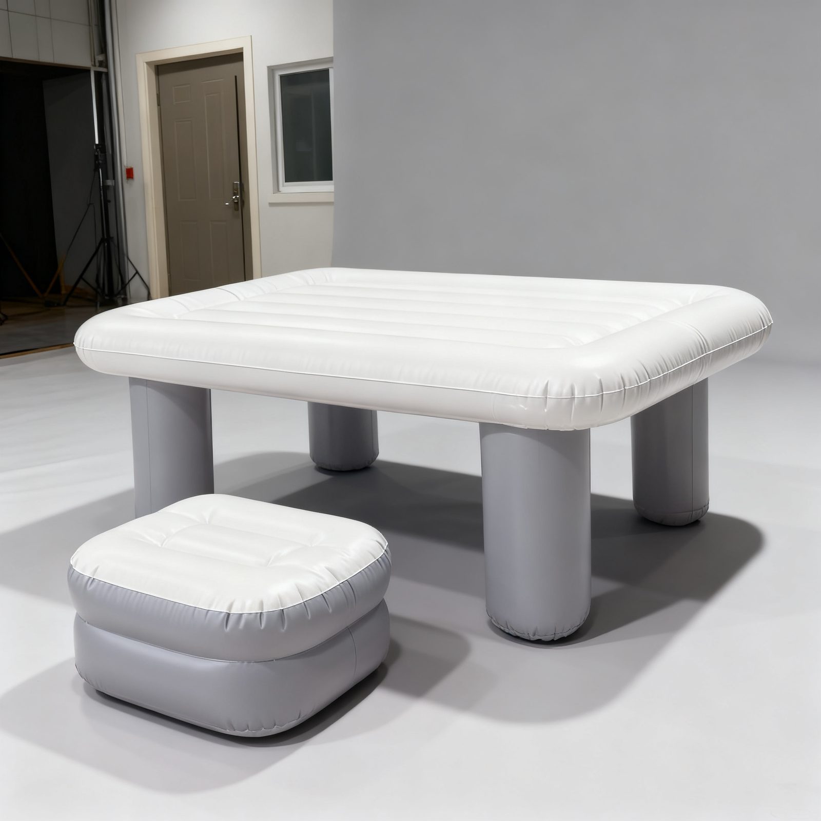 inflatable table & stool — product view on a plain background