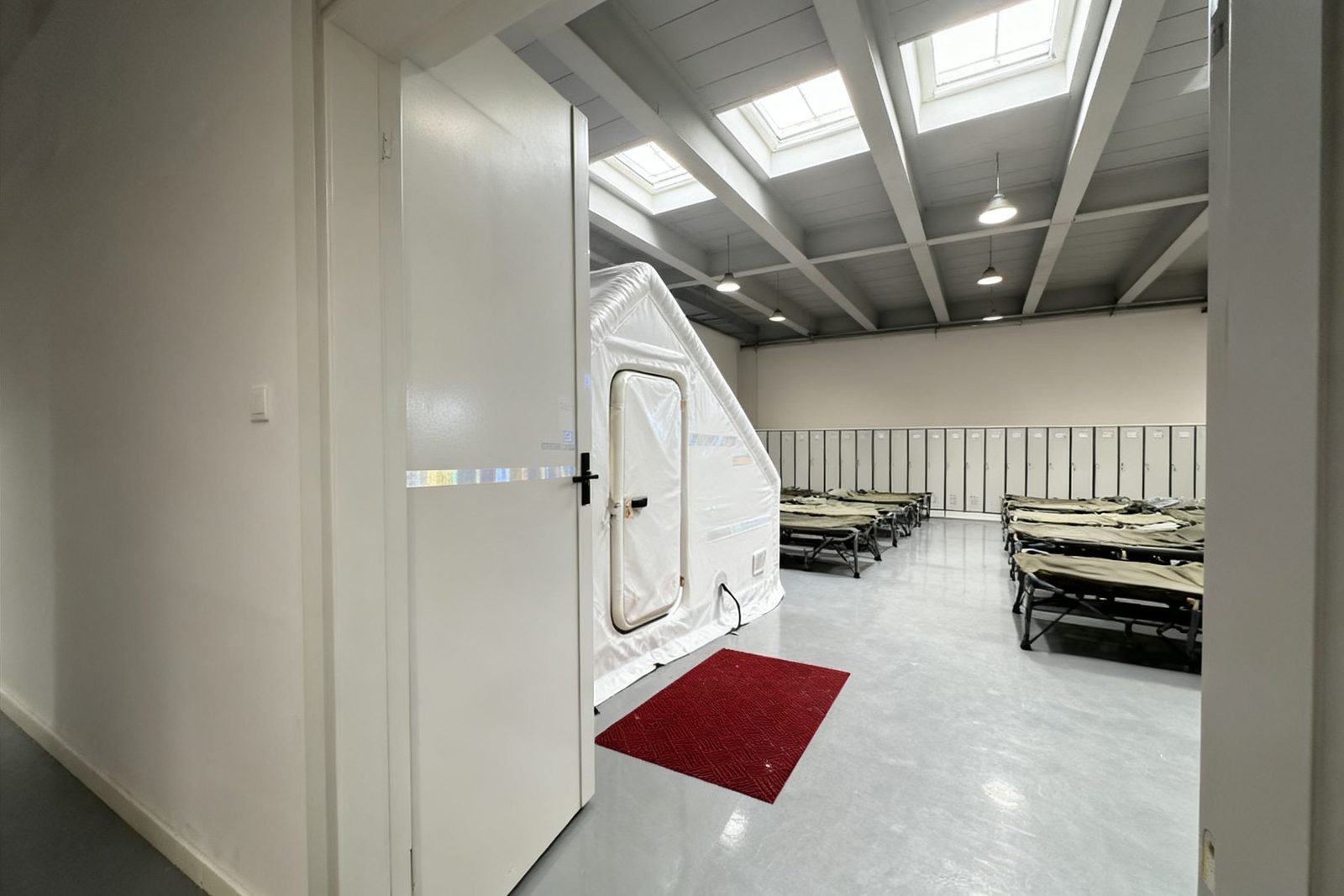 Interior of the isolation shelter, furnished and in use