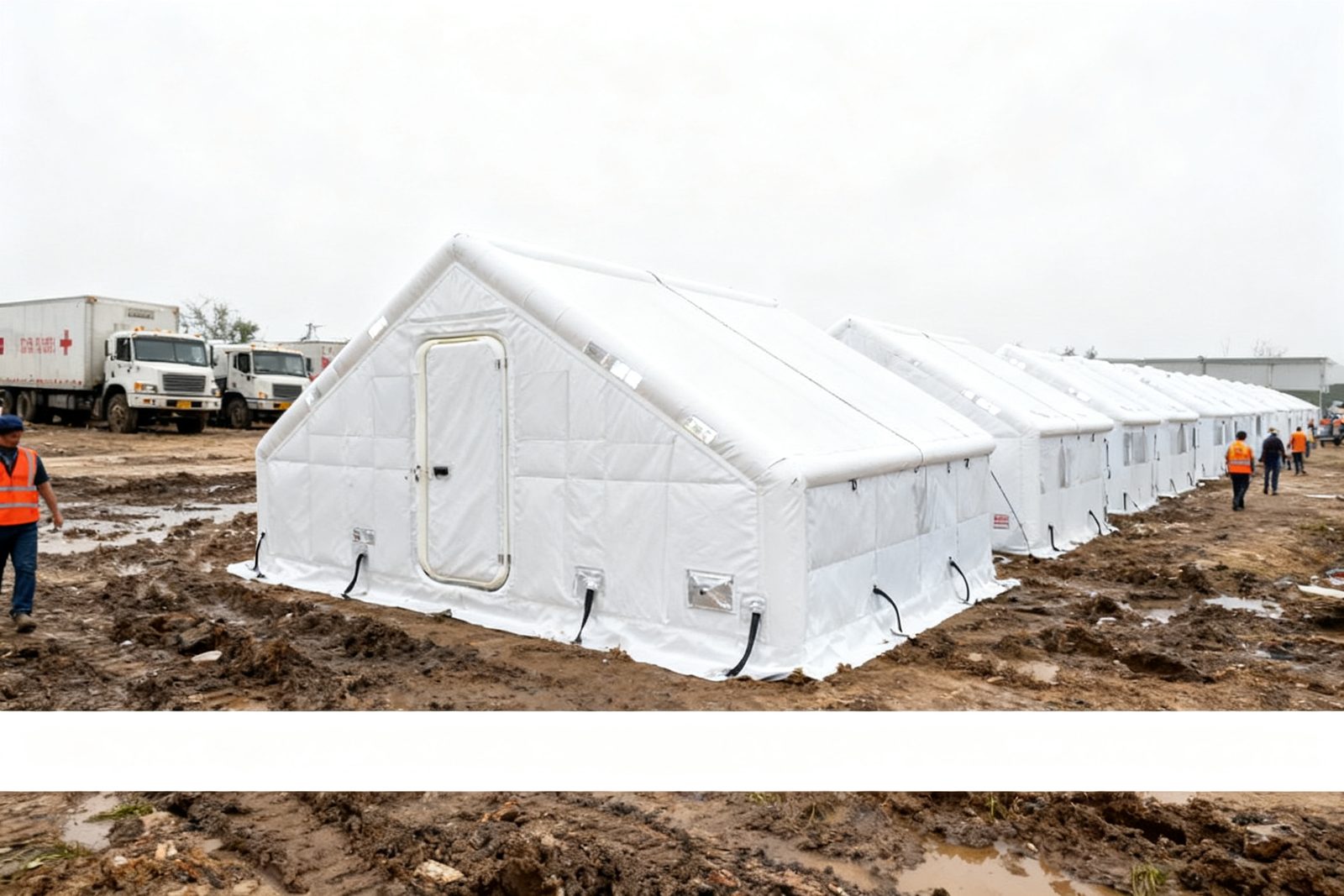 isolation shelter deployed on site, in use