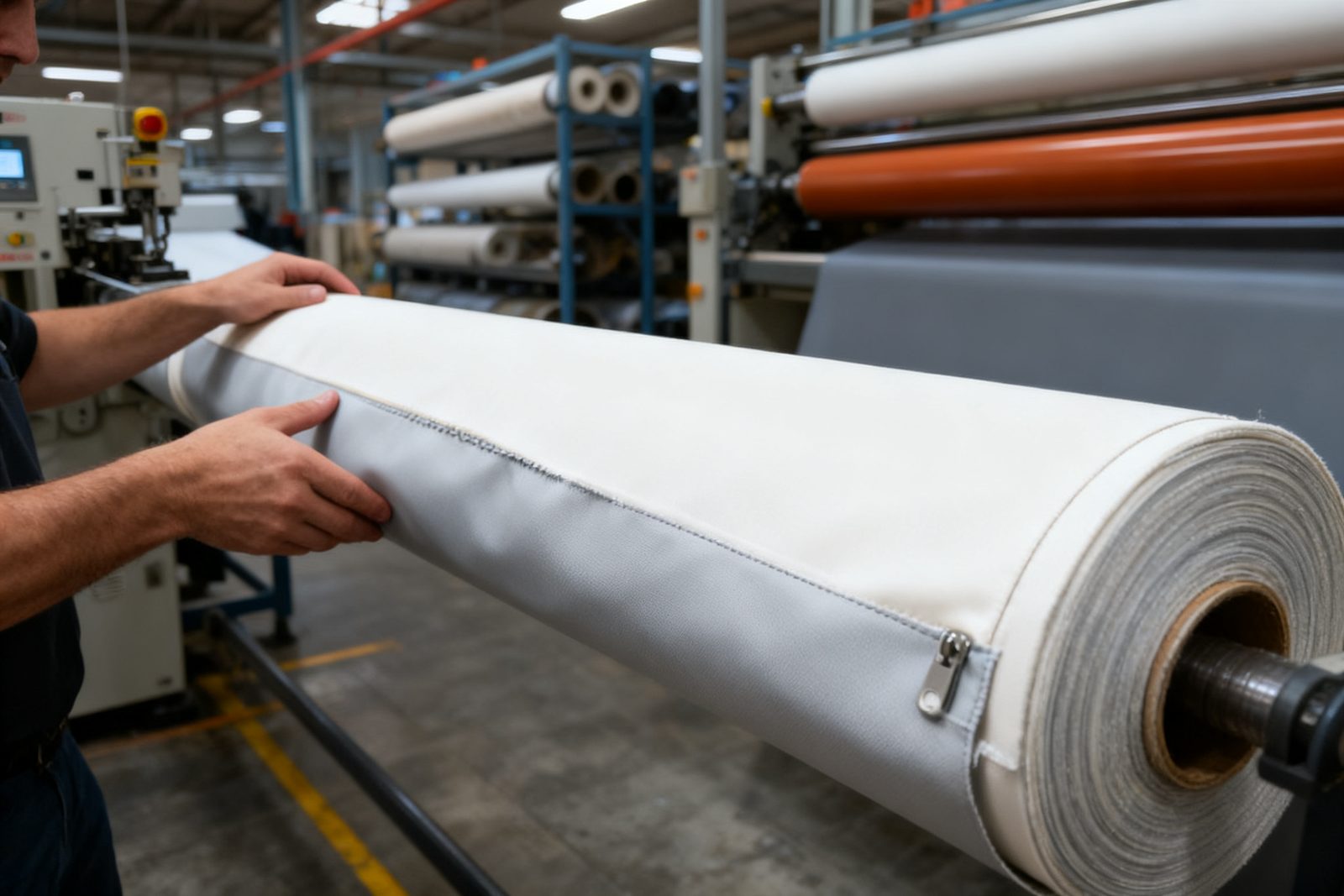 low-IR signature fabric deployed on site, in use