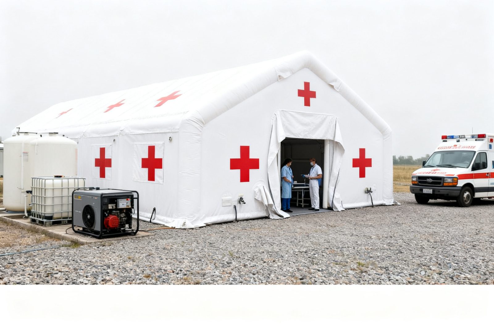 mobile clinic deployed on site, in use
