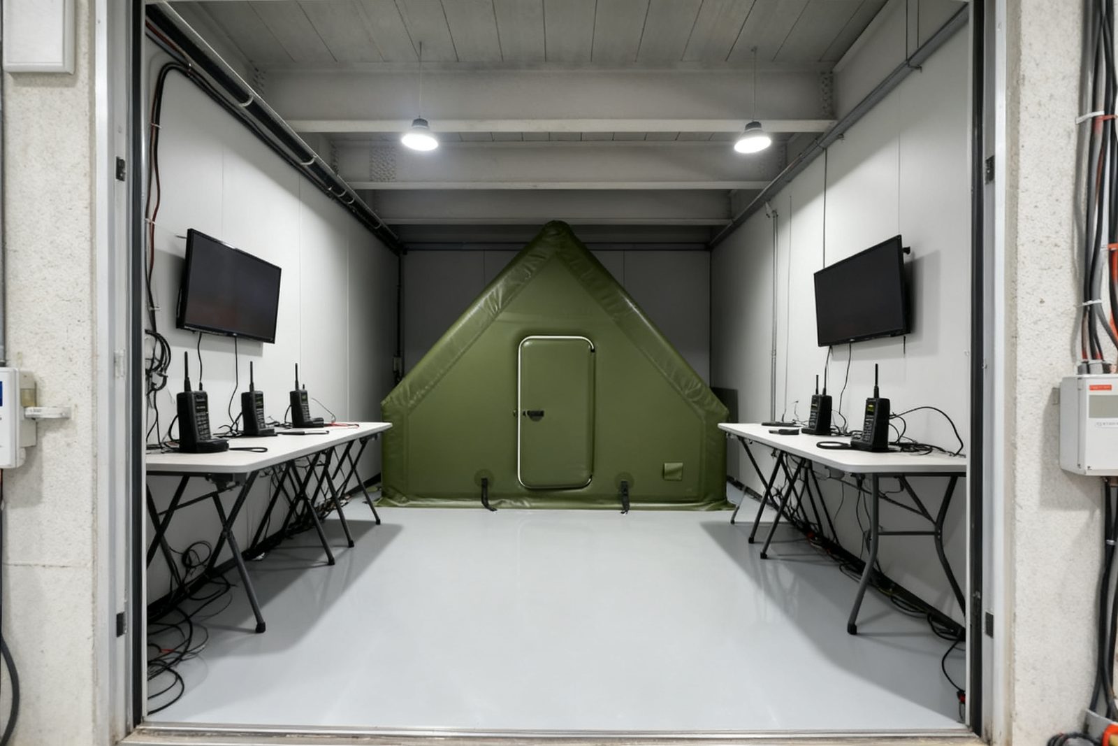 Interior of the mobile laboratory, furnished and in use