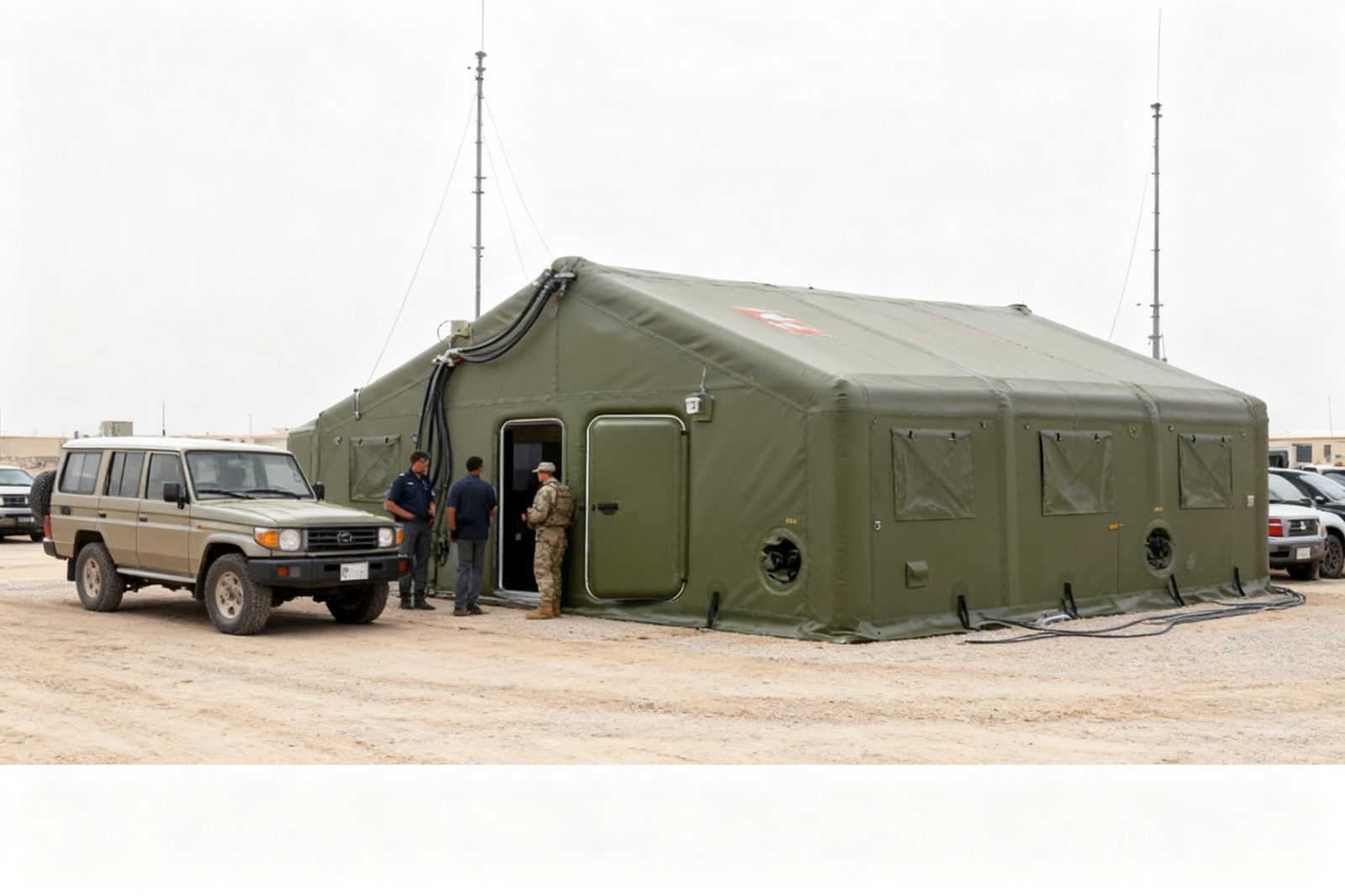 mobile office unit deployed on site, in use