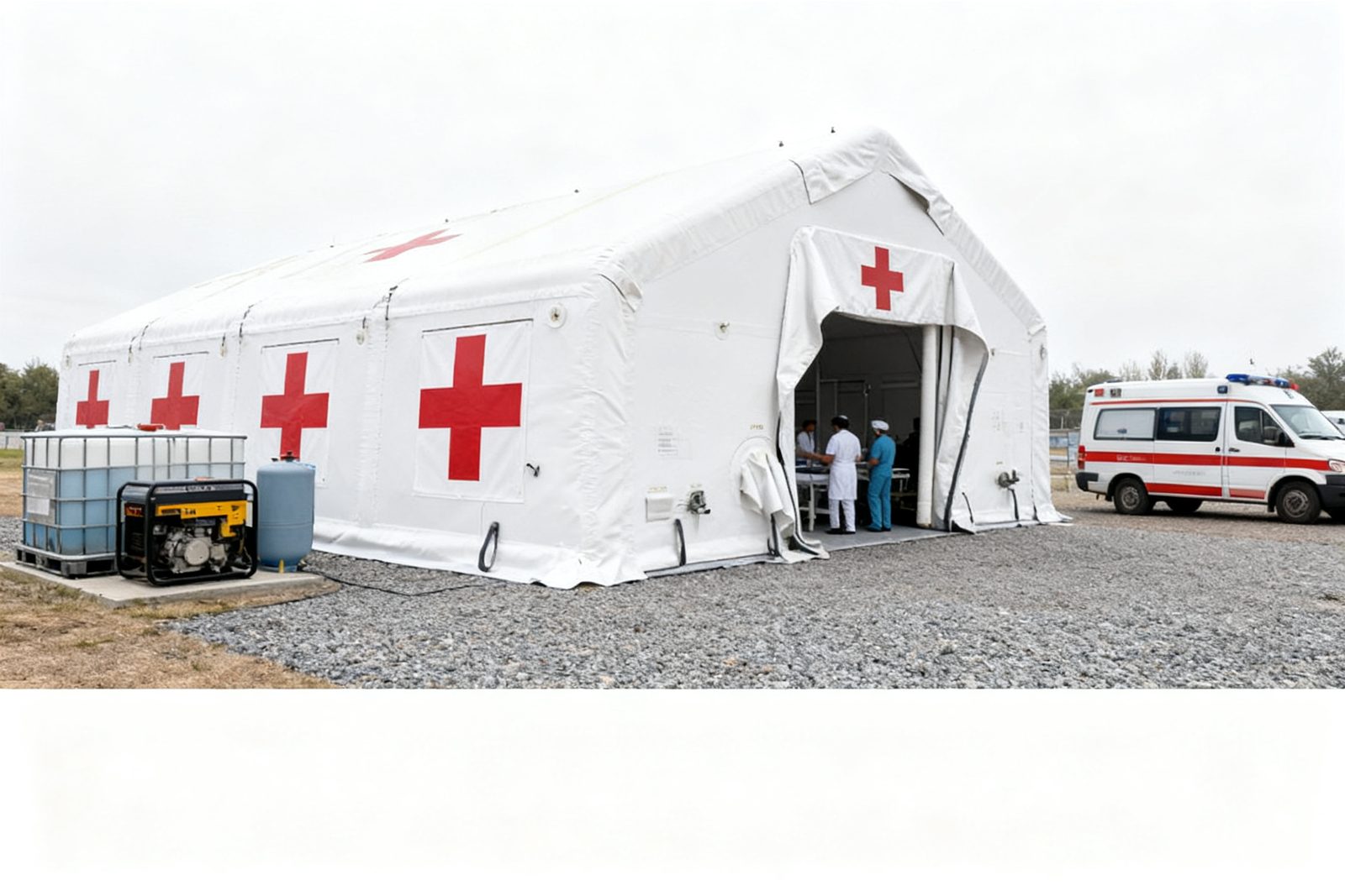 mobile operating theatre deployed on site, in use