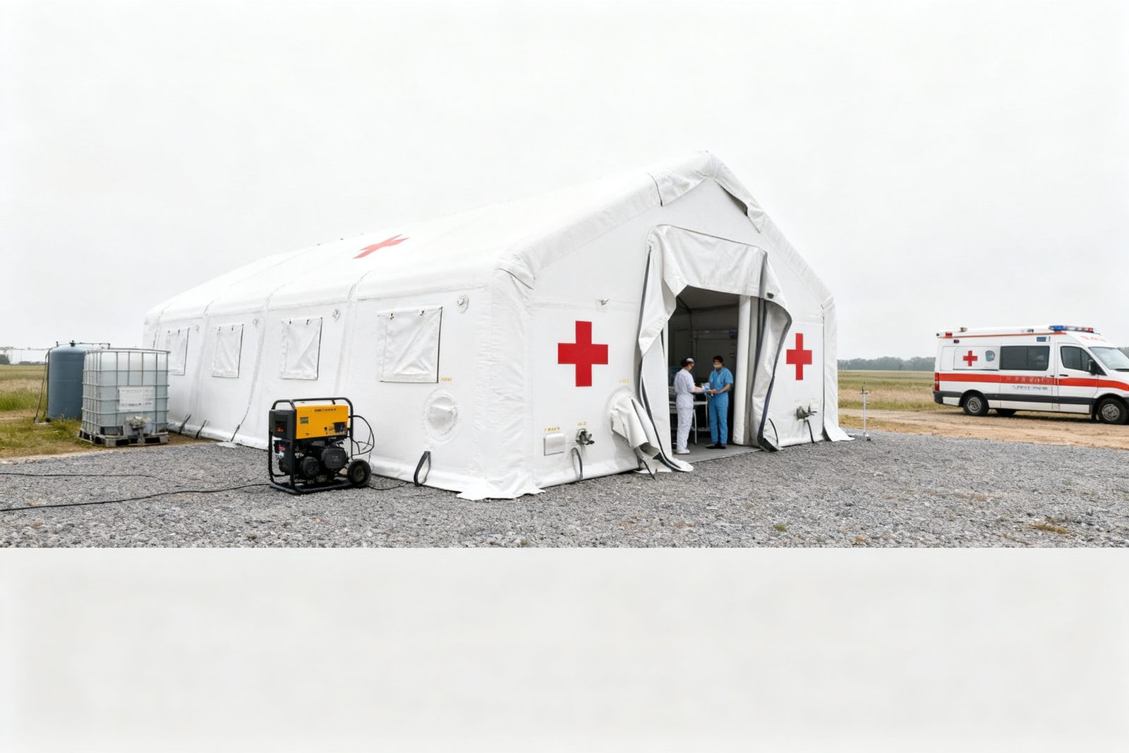 negative pressure isolation unit deployed on site, in use