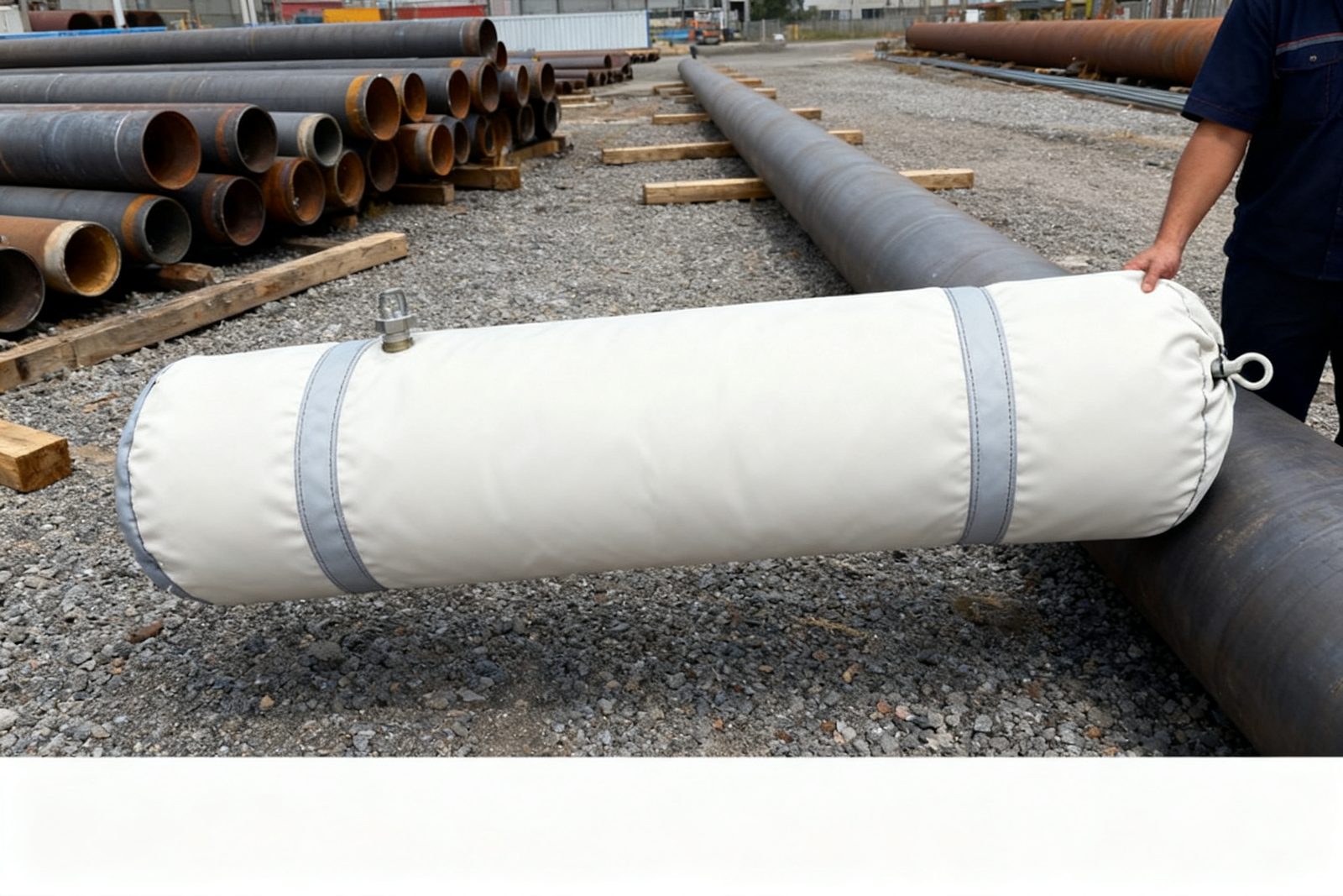 pipe plug deployed on site, in use