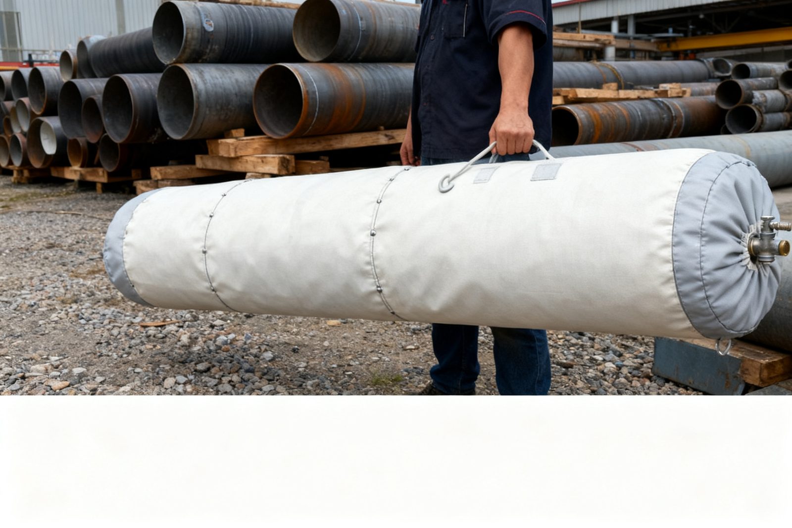 pipe test plug deployed on site, in use