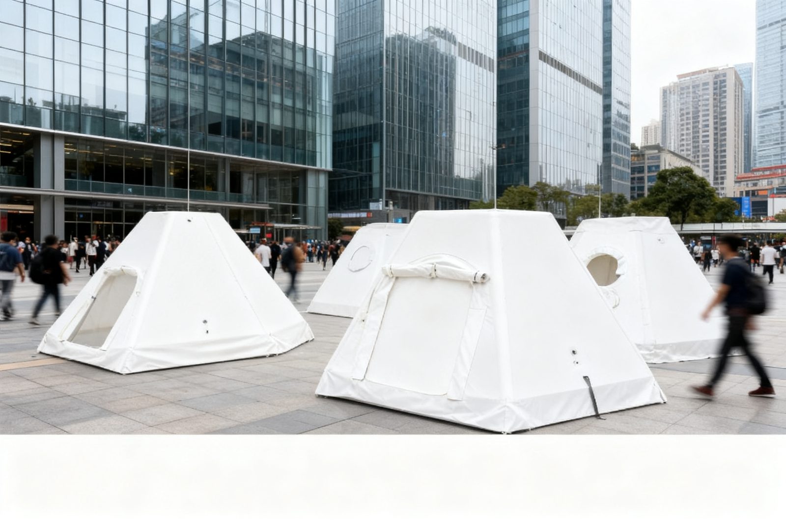 pop-up store deployed on site, in use
