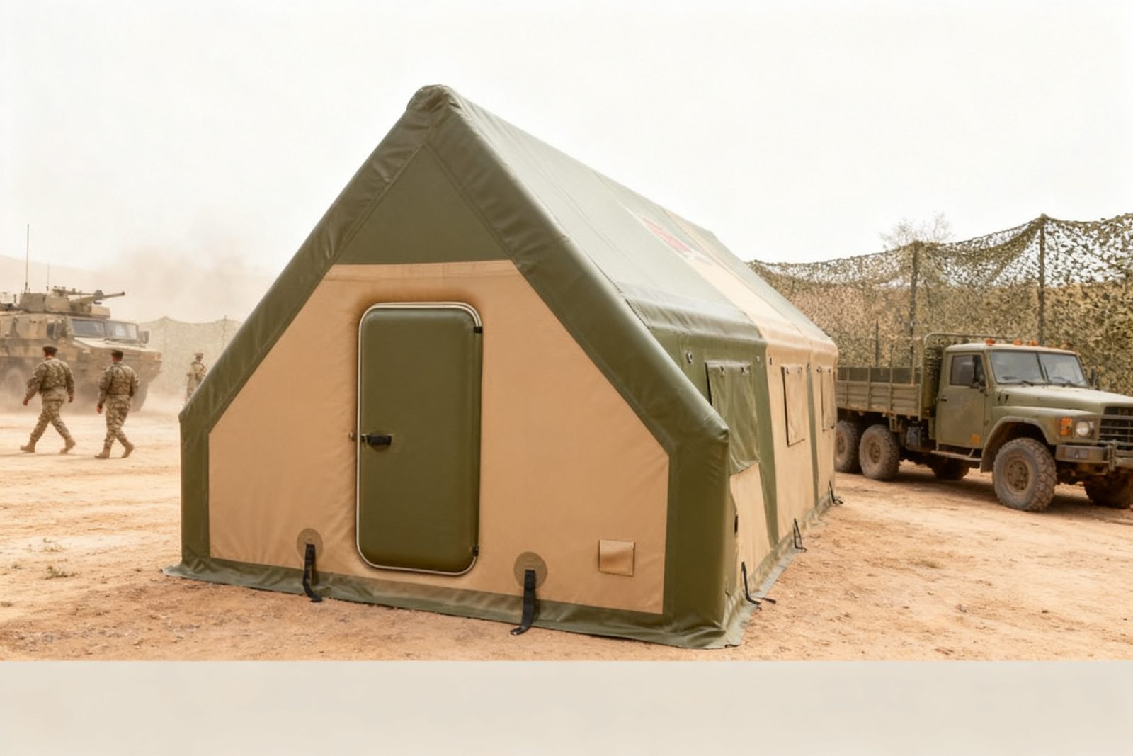 range shelter deployed on site, in use