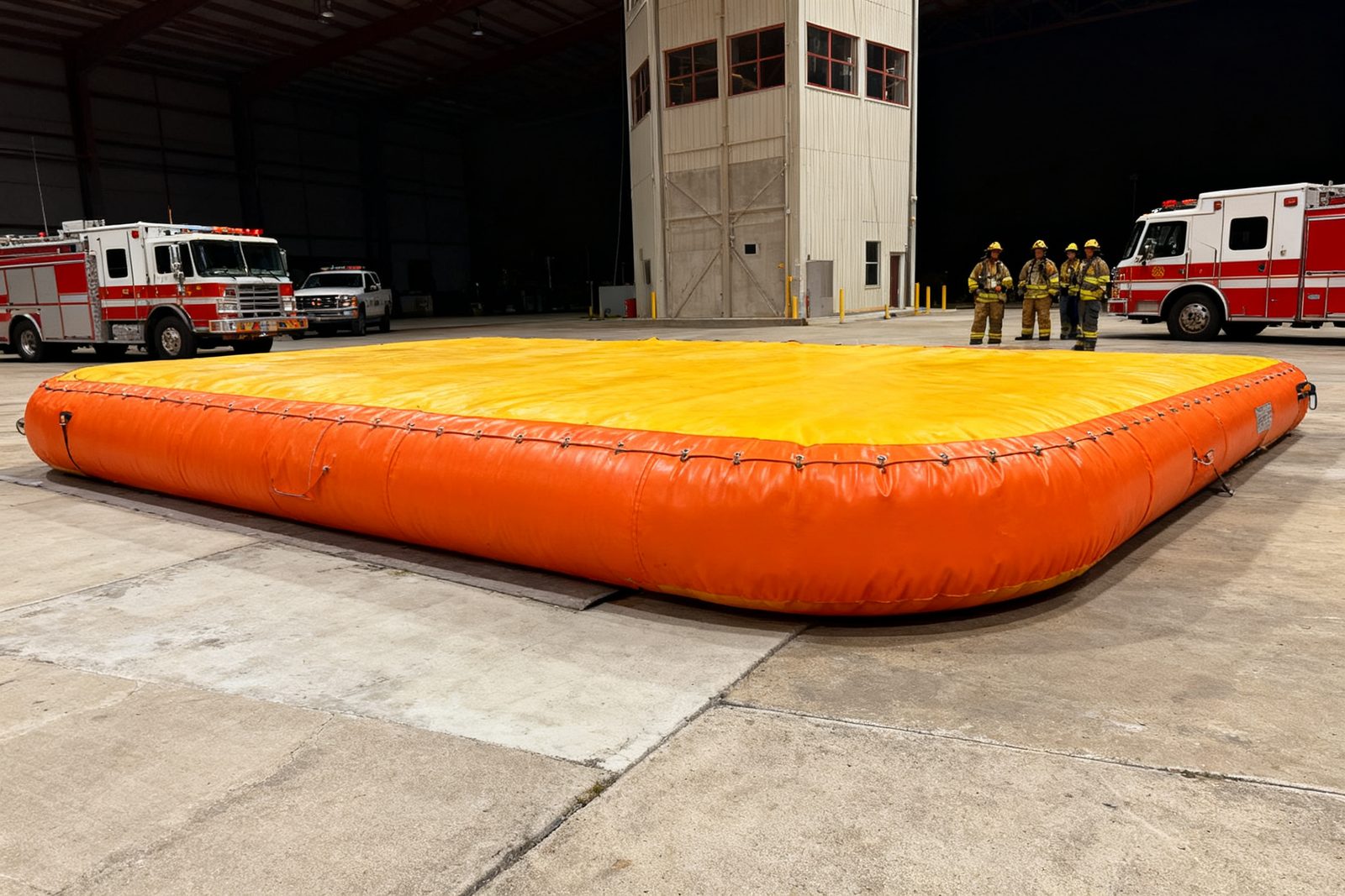 rescue air cushion deployed on site, in use