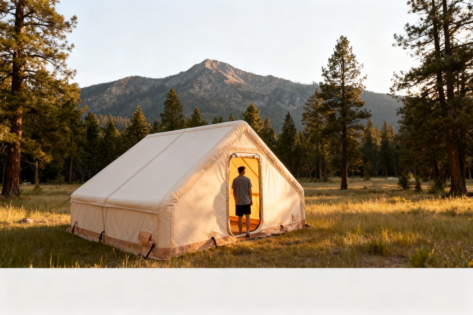 rooftop tent deployed on site, in use