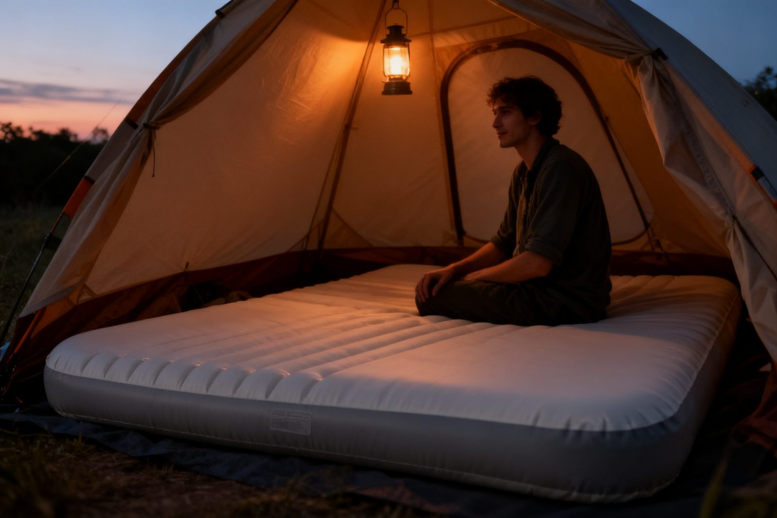 sleeping pad deployed on site, in use