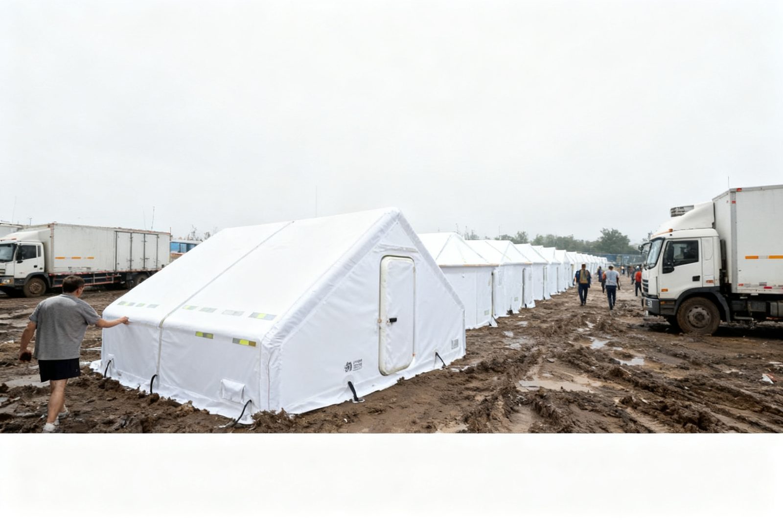 transit shelter deployed on site, in use
