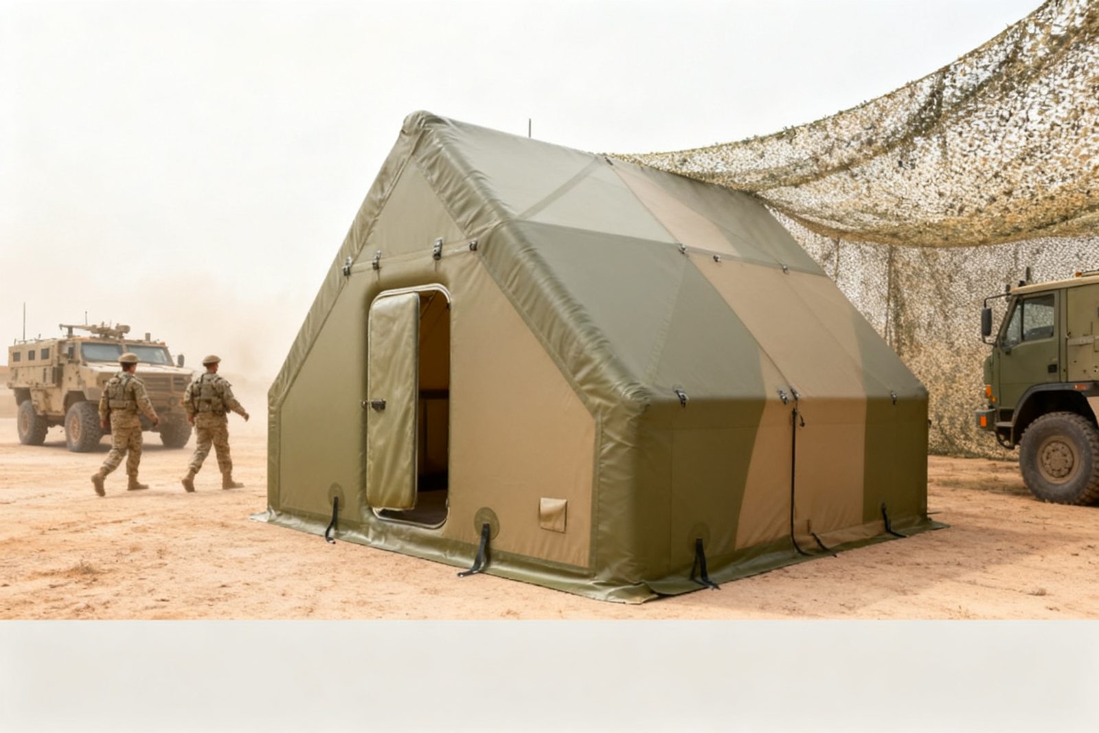 UAV shelter deployed on site, in use