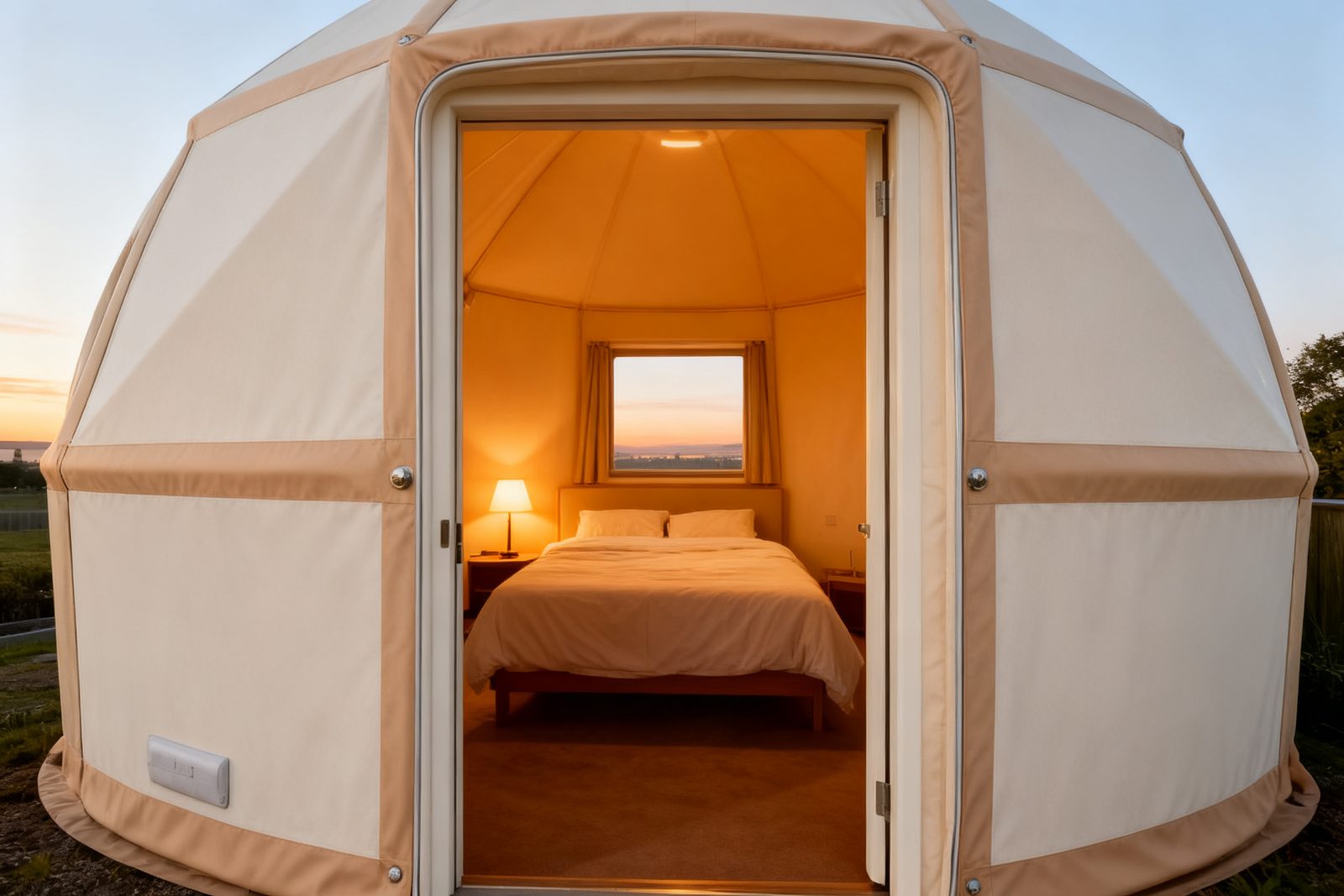 Interior of the veranda pod, furnished and in use