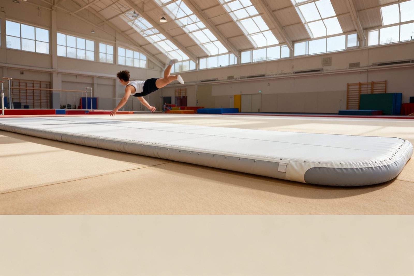 wrestling mat deployed on site, in use